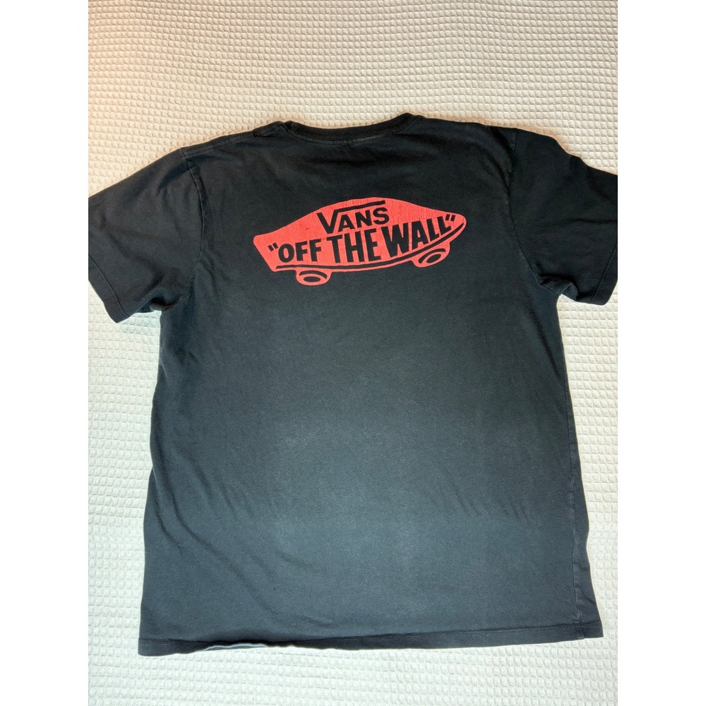 Vans Off The Wall Slim Fit Pocket T-Shirt Mens Medium Black Red Logo Graphic